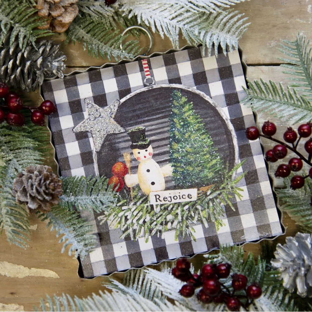 Festive Red Holiday Mini Print Snowman Design